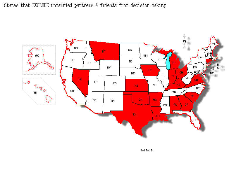 Map of Hospital Visitation Rights